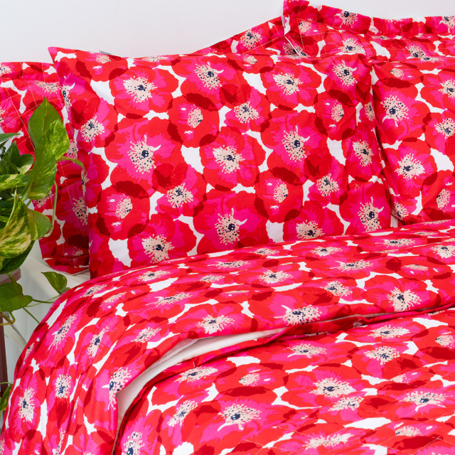 Jogo de lençol 200 Fios King 3 Peças com elástico Jazz Estampado Maxi Floral Pink - Marina