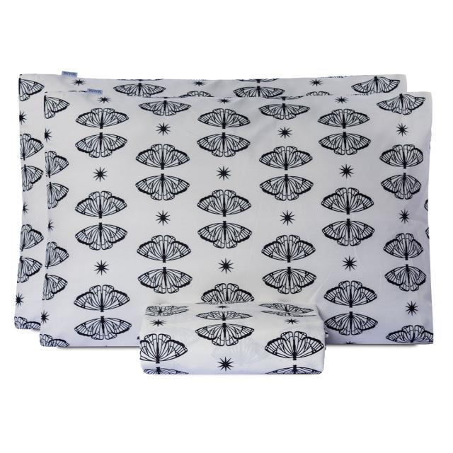 Jogo de lençol 200 Fios Queen 3 Peças com elástico Jazz Estampado Borboleta Boho - Marina