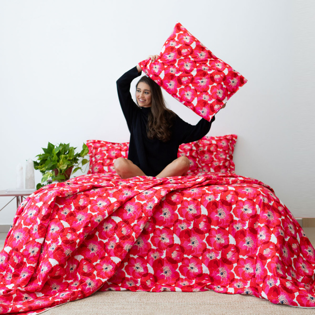 Jogo de lençol 200 Fios Queen 4 peças Jazz Estampado Maxi Floral Pink - Marina