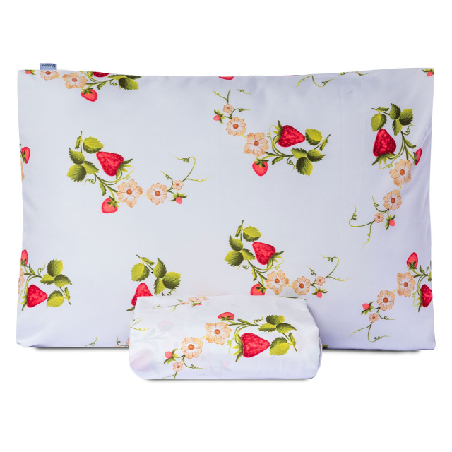 Jogo de lençol 200 Fios Solteiro 2 peças Jazz Estampado Flor de Morango - Marina