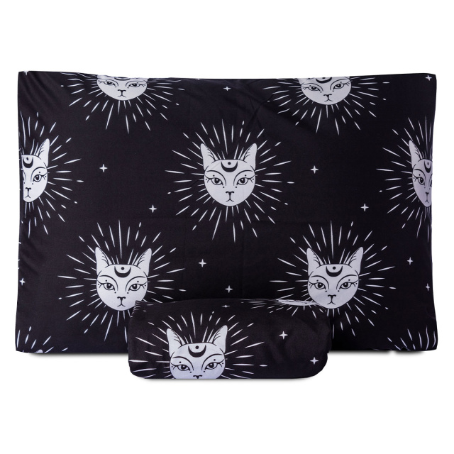 Jogo de lençol 200 Fios Solteiro 2 peças Jazz Estampado Gato Místico - Marina