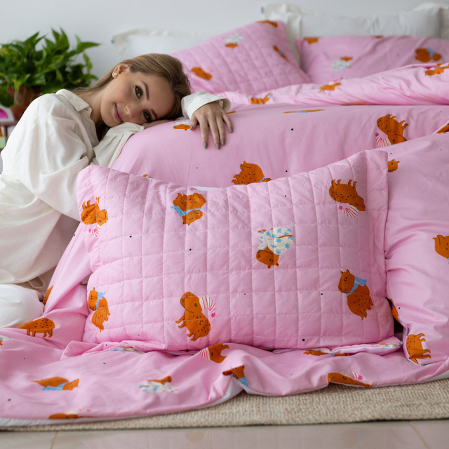 Jogo de lençol 200 Fios Solteiro 3 peças Jazz Estampado Capivara - Marina