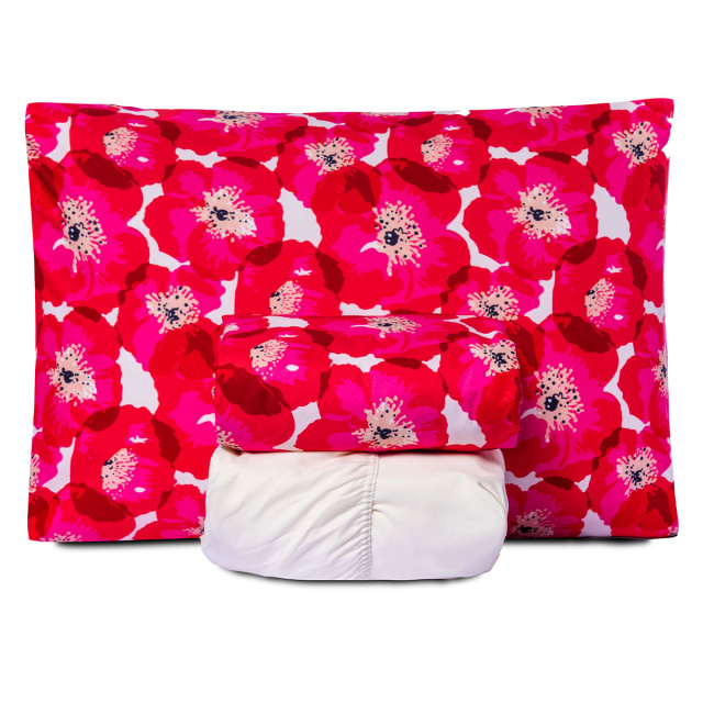 Jogo de lençol 200 Fios Solteiro 3 peças Jazz Estampado Maxi Floral Pink - Marina