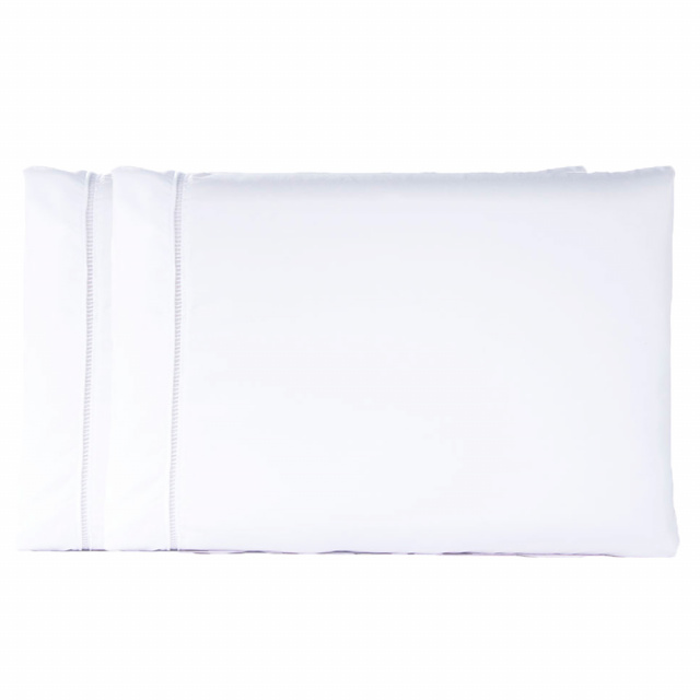 Jogo de lençol casal percal 400 fios com ponto palito 3 peças (fronhas + lençol de cobrir) Branco