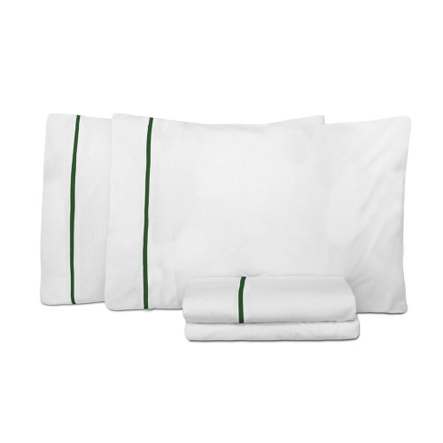 Jogo de lençol King 4 peças 100% algodão Versatile Branco/Verde