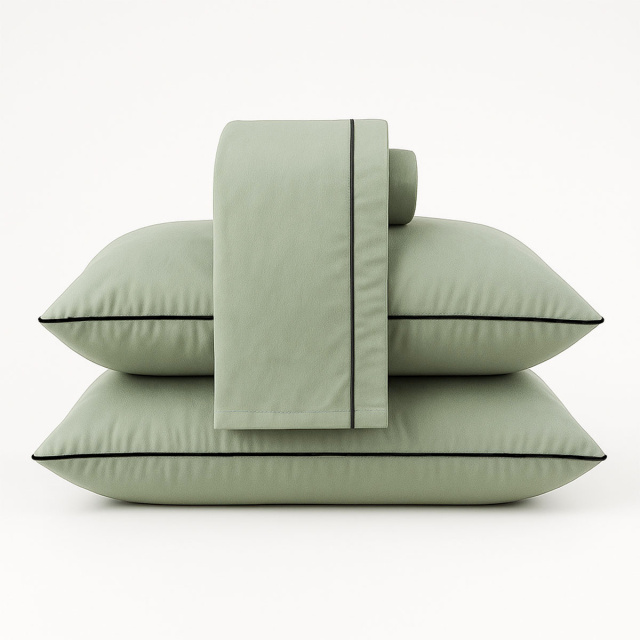 Jogo de Lençol liso com vivo percal 200 fios 100% Algodão Queen 4 peças Colorlife Verde - Marina