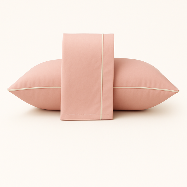 Jogo de Lençol liso com vivo percal 200 fios 100% Algodão Solteiro 3 peças Colorlife Rosê - Marina