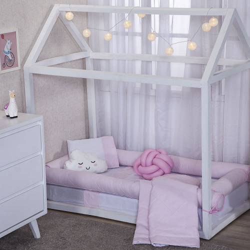 Jogo de lençol Mini Cama Montessoriano 3 Peças Coleção Moderninhos 100% Algodão Percal 150 Fios - Rosa