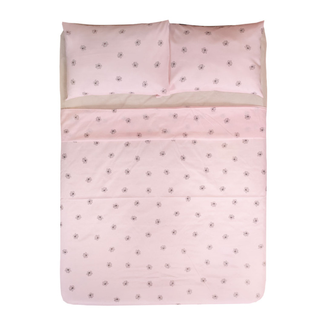 Jogo de Lençol Percal 150 Fios Algodão Casal Padrão 4 Peças Coleção Essencialle Flor de Hibísco - Marina