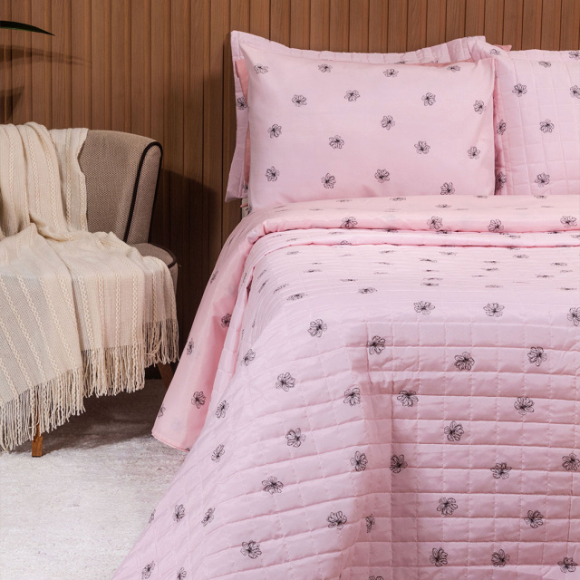 Jogo de Lençol Percal 150 Fios Algodão King 4 Peças Coleção Essencialle Flor de Hibísco - Marina