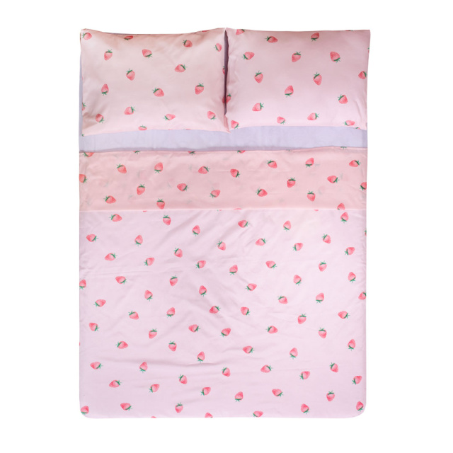 Jogo de Lençol Percal 150 Fios Algodão King 4 Peças Coleção Essencialle Moranguinho - Marina