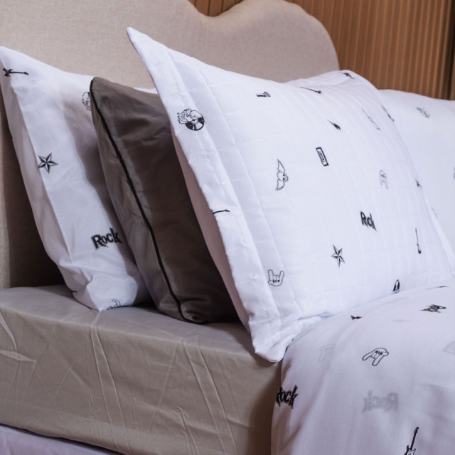 Jogo de Lençol Percal 150 Fios Algodão King 4 Peças Coleção Essencialle Rock n' roll - Marina