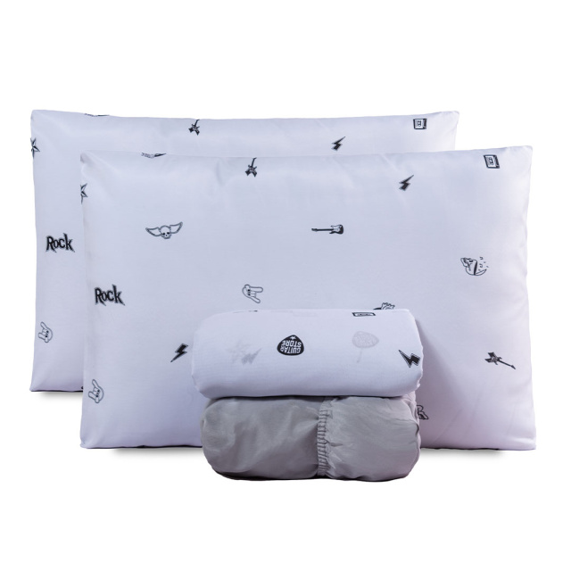 Jogo de Lençol Percal 150 Fios Algodão King 4 Peças Coleção Essencialle Rock n' roll - Marina