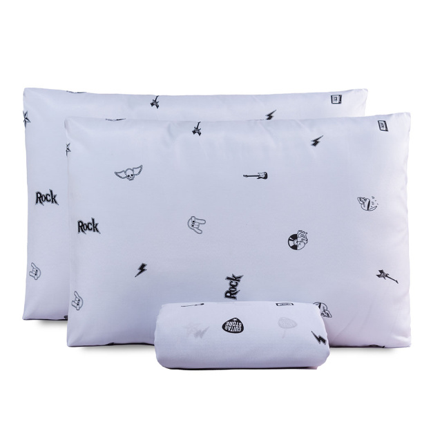 Jogo de Lençol Percal 150 Fios Algodão Queen 3 Peças com elástico Coleção Essencialle Rock n' roll - Marina