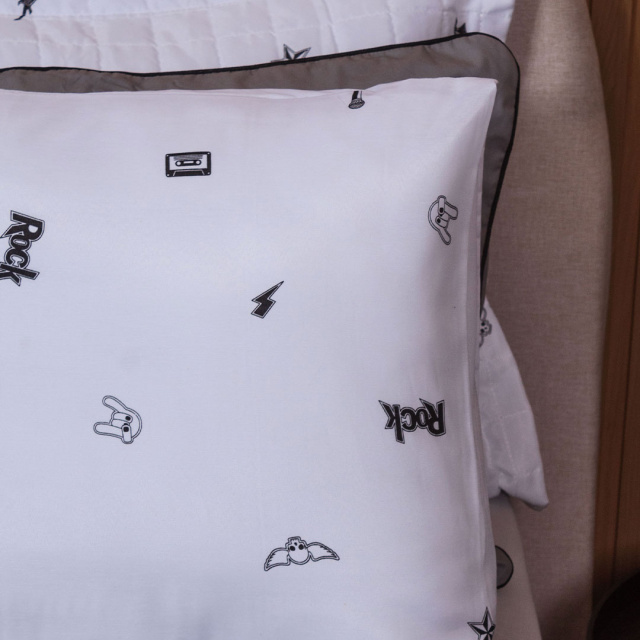 Jogo de Lençol Percal 150 Fios Algodão Queen 4 Peças Coleção Essencialle Rock n' roll - Marina