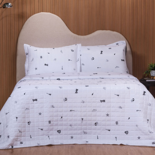 Jogo de Lençol Percal 150 Fios Algodão Queen 4 Peças Coleção Essencialle Rock n' roll - Marina