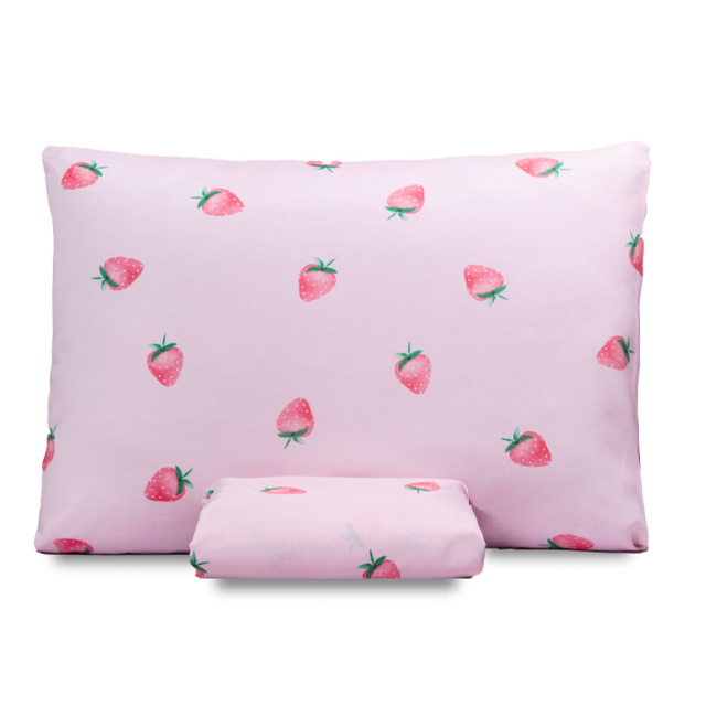 Jogo de Lençol Percal 150 Fios Algodão Solteiro 2 Peças Coleção Essencialle Moranguinho - Marina