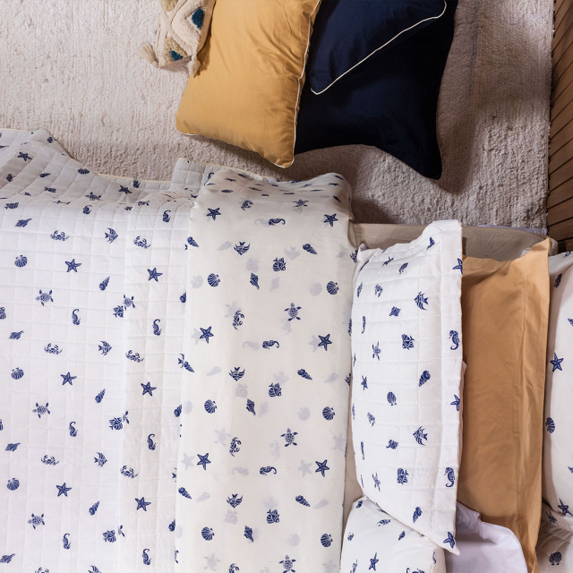 Jogo de Lençol Percal 150 Fios Algodão Solteiro 3 Peças Coleção Essencialle Beach - Marina