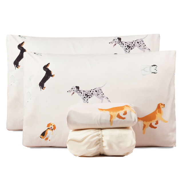 Jogo de lençol 200 Fios Queen 4 peças Jazz Estampado Cachorrinhos - Marina