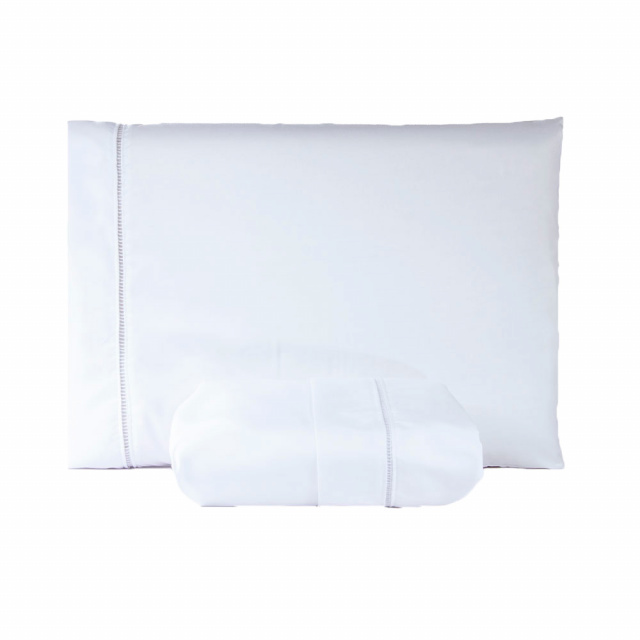 Jogo de lençol solteiro percal 400 fios com ponto palito 2 peças (fronha + lençol de cobrir) Branco