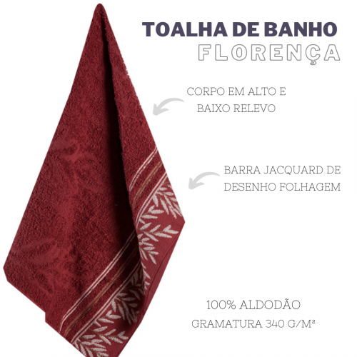 Jogo de Toalhas de Banho Florença 2 Peças Vinho Tango