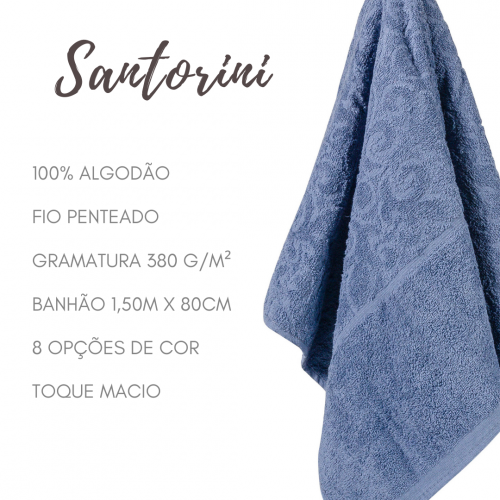 Kit 2 Toalhas de Banho Santorini Azul Jeans