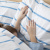 Coordenado 3 Peças Queen Percal 200 Fios 100% Algodão (Capa Duvet+Fronha) TLJ Estampado Listras Pijama Azul -