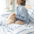 Coordenado 3 Peças Queen Percal 200 Fios 100% Algodão (Capa Duvet+Fronha) TLJ Estampado Listras Pijama Azul -