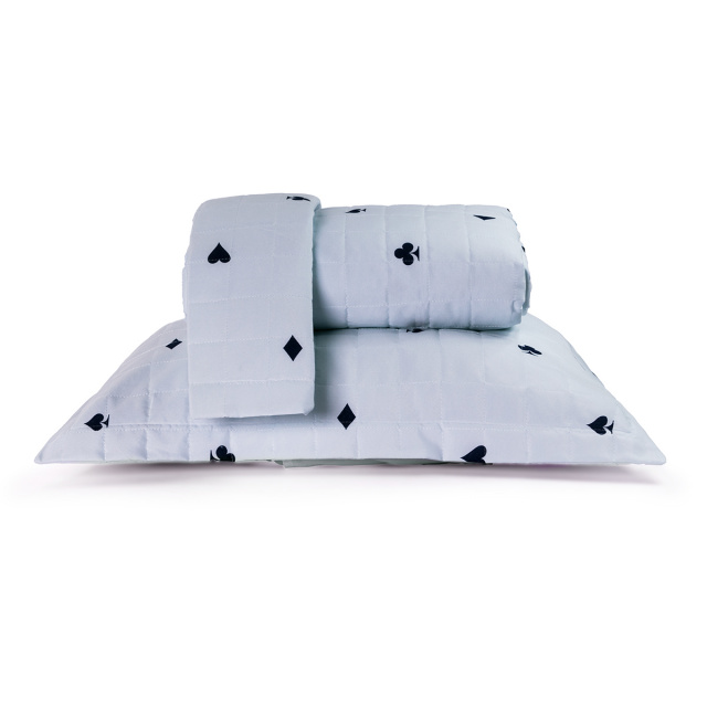 Coordenado 6 Peças King Percal 150 Fios Algodão (Cobre Leito + Jogo de lençol) Coleção Essencialle Baralho - Marina