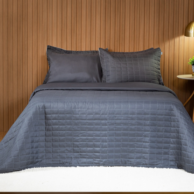 Coordenado Colors Queen 6 Peças Percal 200 fios Cinza - Marina