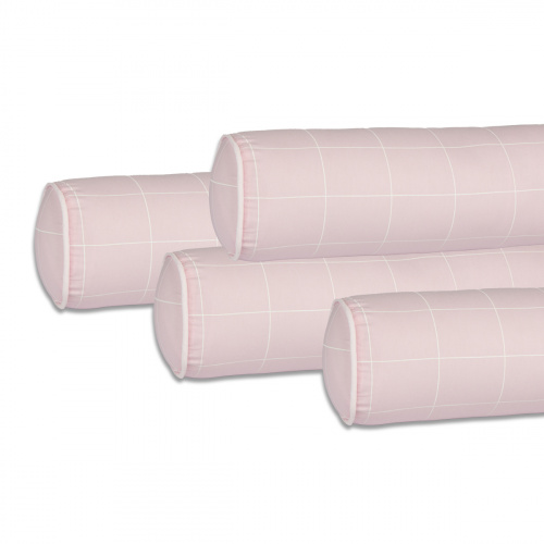 Kit de Berço Americano Moderninhos Rolinho 4 peças 100% algodão- Grid Rosa