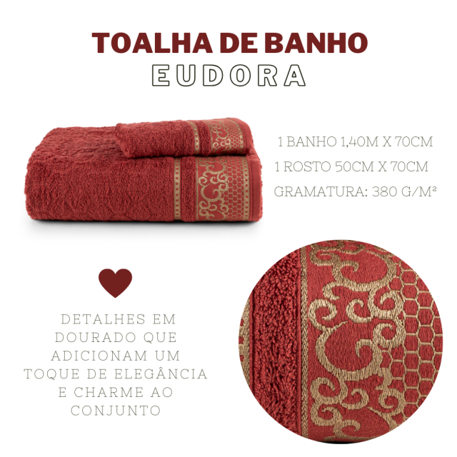 Kit de toalhas banho e rosto Eudora Tango