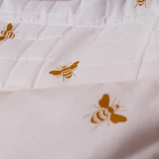 Edredom Queen Percal 150 Fios Algodão (Capa Duvet + Refil) Coleção Essencialle Essencialle Abelha - Marina