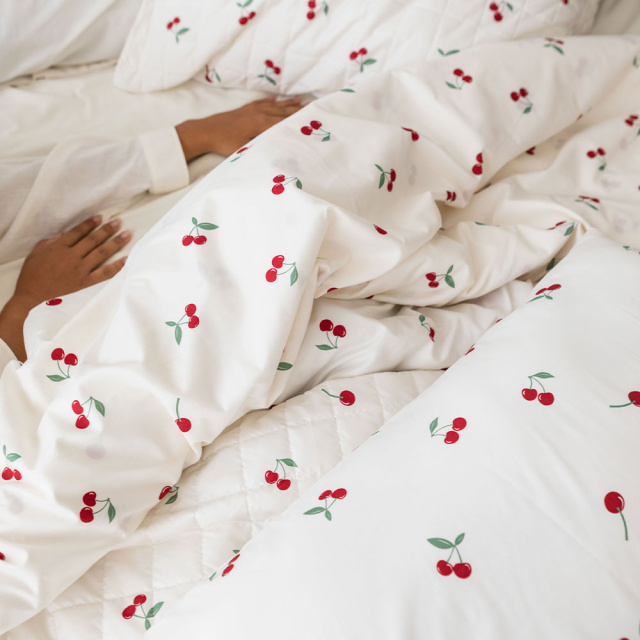 Edredom Queen 200 Fios Dupla Face (Capa Duvet + Refil) Jazz Estampado Cereja - Marina