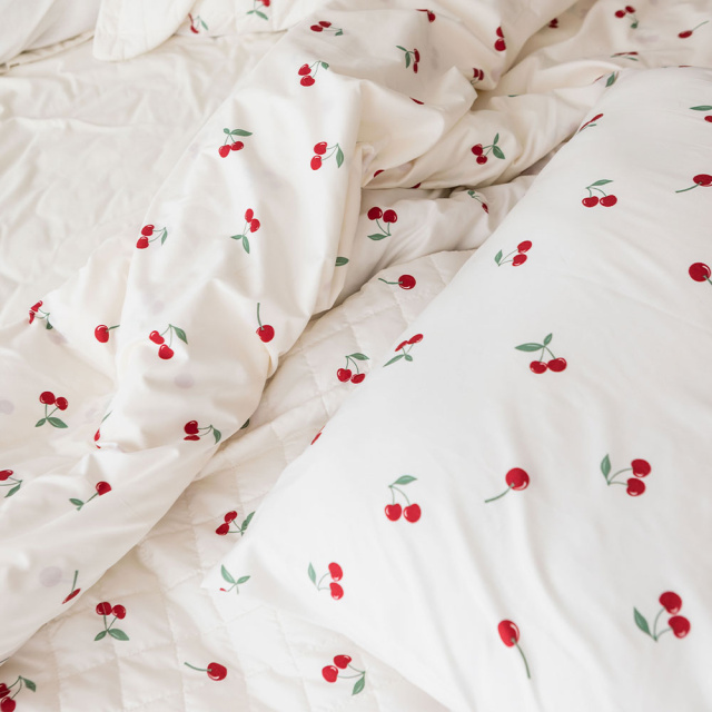 Edredom Queen 200 Fios Dupla Face (Capa Duvet + Refil) Jazz Estampado Cereja - Marina