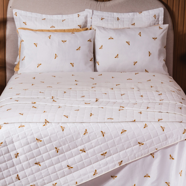 Edredom King Percal 150 Fios Algodão (Capa Duvet + Refil) Coleção Essencialle Abelha - Marina