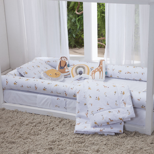 Kit Montessoriano Mini cama Moderninhos Rolinho 4 peças 100% algodão Boho Safari