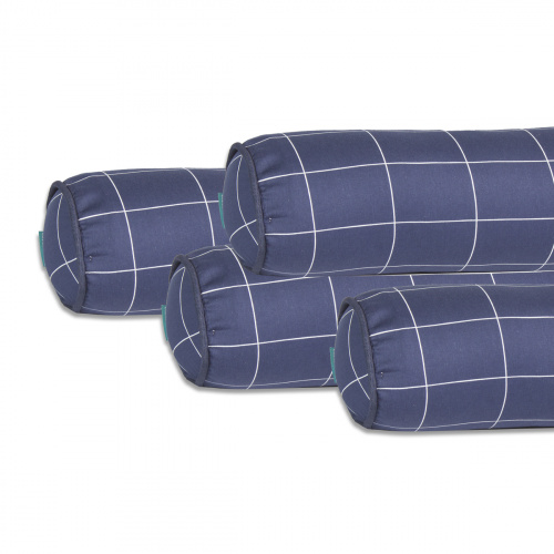 Kit Montessoriano Mini cama Moderninhos Rolinho 4 peças 100% algodão Grid Azul Marinho