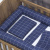 Kit Montessoriano Mini cama Moderninhos Rolinho 4 peças 100% algodão Grid Azul Marinho