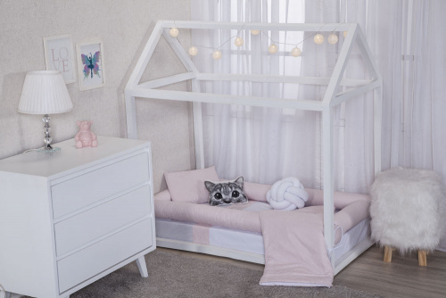 Kit Montessoriano Mini cama Moderninhos Rolinho 4 peças 100% algodão- Poá Rose