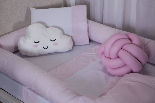 Kit Montessoriano Mini cama Moderninhos Rolinho 4 peças 100% algodão- Rosa