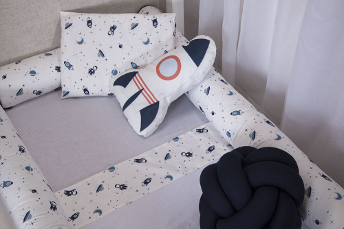 Kit Montessoriano Mini cama Moderninhos Rolinho 4 peças 100% algodão- Space