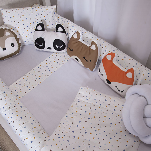 Kit Montessoriano Mini cama Moderninhos Rolinho 4 peças 100% algodão- Triangles