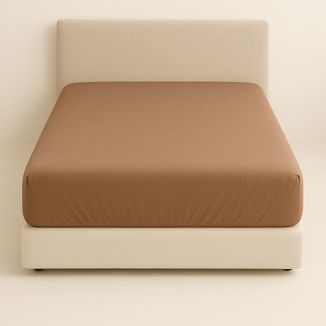 Lençol Avulso elasticado Percal 200 Fios 100% Algodão Casal Padrão Colorlife Caqui - Marina