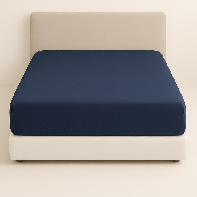 Lençol Avulso elasticado Percal 200 Fios 100% Algodão King Colorlife Azul Marinho - Marina