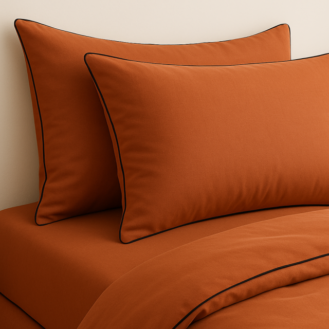 Lençol Avulso sem elástico com vivo Percal 200 Fios 100% Algodão Liso King Colorlife Terracota - Marina