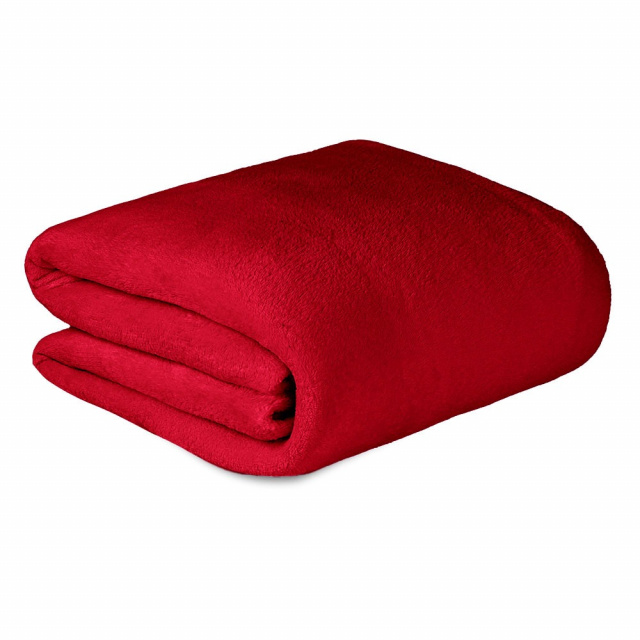 Manta Soft Fleece Premium 2,0 x 1,8m Toque extra macio - Vermelho Rubi