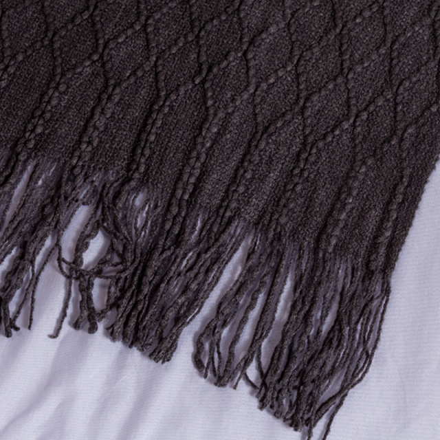 Manta Tricot texturizada com franjas 1,27 x 1,52m Cinza - Marina