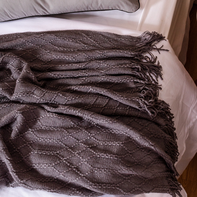 Manta Tricot texturizada com franjas 1,27 x 1,52m Cinza - Marina