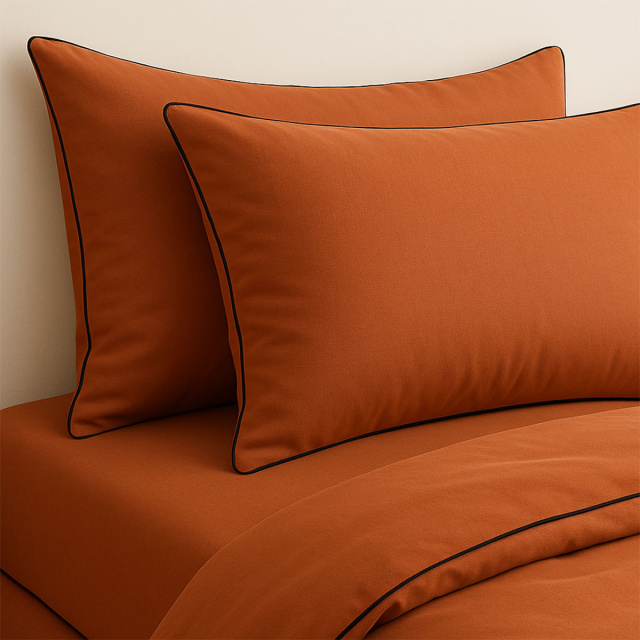 Par de Fronha Percal 200 Fios Liso 100% algodão com vivo Colorlife Terracota - Marina